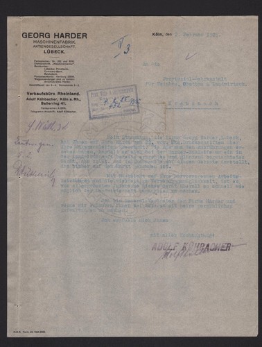 Köln brief 1925 georg - brief,